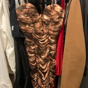 Brown mesh maxi dress